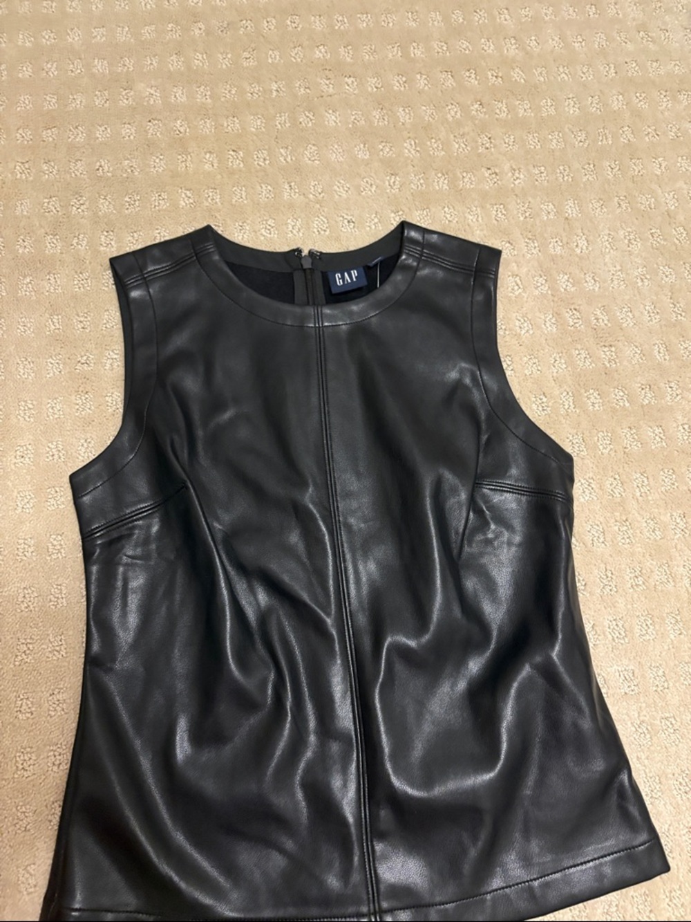 GAP Black Faux Leather Sleeveless Shell Top